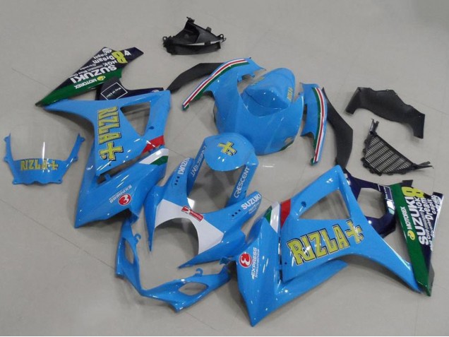 2007-2008 Suzuki GSXR 1000 Motorcycle Fairings - Blue White Yellow Black Rizla UK Manufacturers