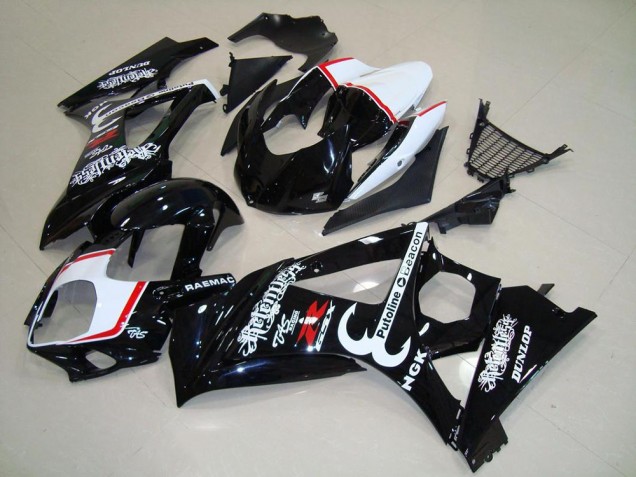 2007-2008 Suzuki GSXR 1000 Motorcycle Fairings - Glossy Black Red Relentless UK Manufacturers