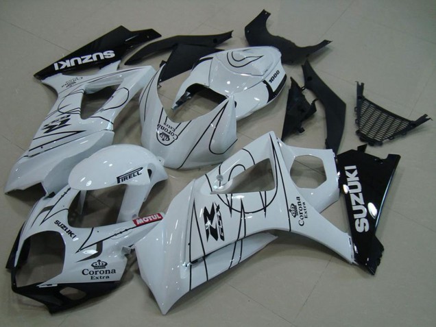 2007-2008 Suzuki GSXR 1000 Motorcycle Fairings - White Black Corona UK Manufacturers