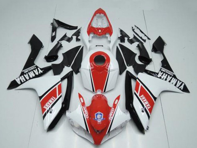 2007-2008 Yamaha YZF R1 Motorcycle Fairings - White Red Glossy Black UK Manufacturers