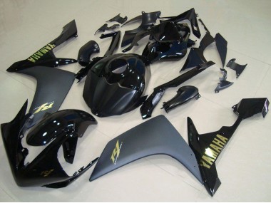 2007-2008 Yamaha YZF R1 Motorcycle Fairings - Glossy Black Matte Black Gold UK Manufacturers