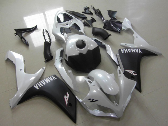 2007-2008 Yamaha YZF R1 Motorcycle Fairings - White Matte Black UK Manufacturers