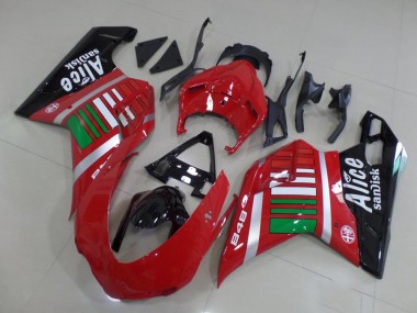 2007-2014 Ducati 848 Motorcycle Fairings - Red Silver Green Glossy Black Alice Sandisk UK Manufacturers