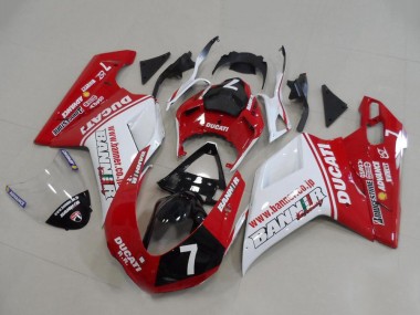 2007-2014 Ducati 848 1098 1198 Motorcycle Fairings - White Red Glossy Black Banner 7 UK Manufacturers