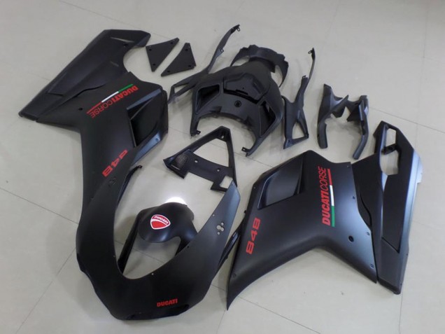 2007-2014 Ducati 848 Motorcycle Fairings - Matte Black Red UK Manufacturers