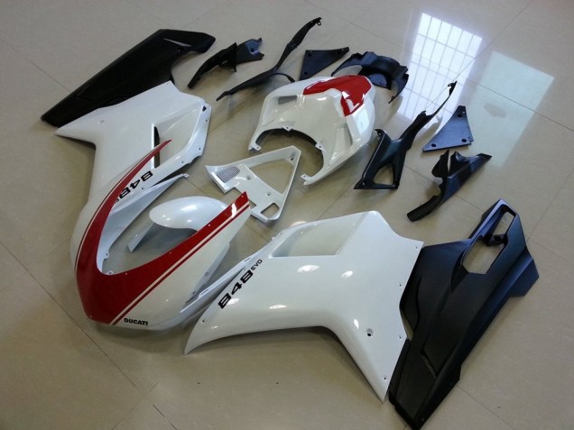 2007-2014 Ducati 848 Motorcycle Fairings - White Red Matte Black UK Manufacturers