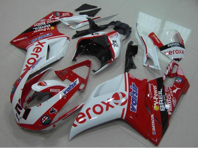2007-2014 Ducati 848 1098 1198 Motorcycle Fairing - White Red Glossy Black Valsir Xerox OEM Style 21 UK Manufacturers