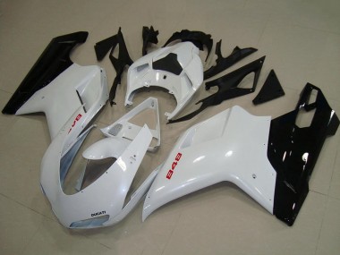 2007-2014 Ducati 848 Motorcycle Fairings - White Glossy Black UK Manufacturers