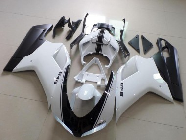 2007-2014 Ducati 848 Motorcycle Fairing - White Matte Black UK Manufacturers