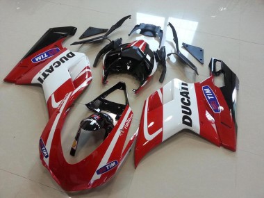 2007-2014 Ducati 848 1098 1198 Motorcycle Fairings - White Red Glossy Black Tim UK Manufacturers