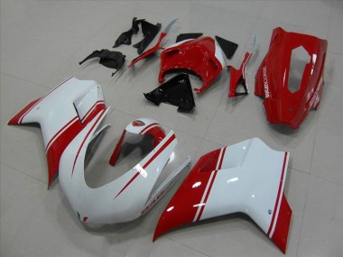 2007-2014 Ducati 848 Motorcycle Fairings - White Red Racing Version UK Manufacturers