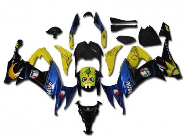2008-2010 Kawasaki ZX10R Motorcycle Fairings - Yellow Black Blue Shark UK Manufacturers