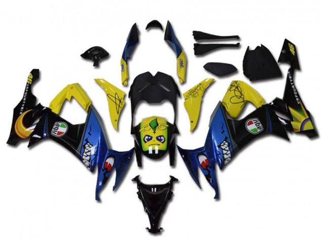 2008-2010 Kawasaki ZX10R Motorcycle Fairings - Yellow Black Blue Shark UK Manufacturers