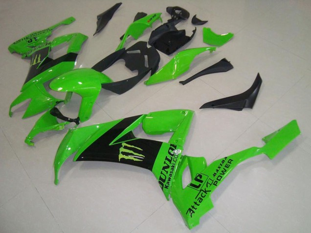2008-2010 Kawasaki ZX10R Motorcycle Fairings - Green Black Monster Dunlop UK Manufacturers