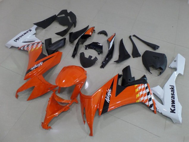 2008-2010 Kawasaki ZX10R Motorcycle Fairings - White Orange Black UK Manufacturers