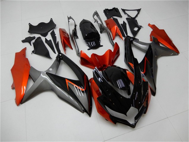 2008-2010 Suzuki GSXR 600/750 Motorcycle Fairings - Orange Grey Glossy Black UK Manufacturers