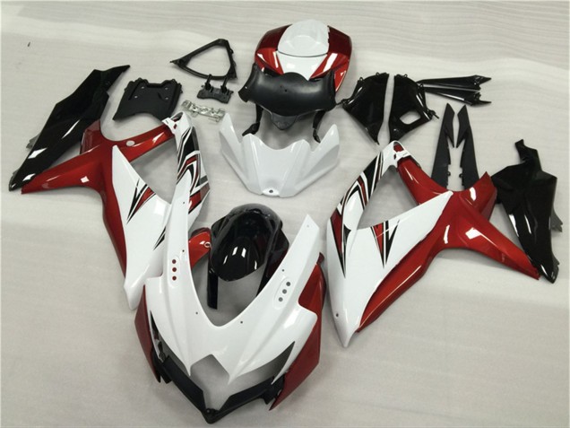 2008-2010 Suzuki GSXR 600/750 Motorcycle Fairings - White Red Glossy Black UK Manufacturers