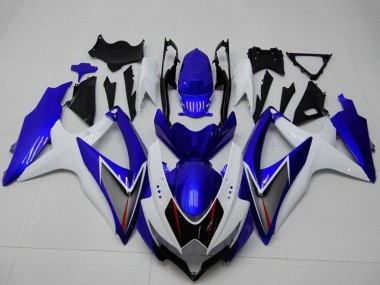 2008-2010 Suzuki GSXR 600/750 Motorcycle Fairings - White Blue Black Red Line UK Manufacturers