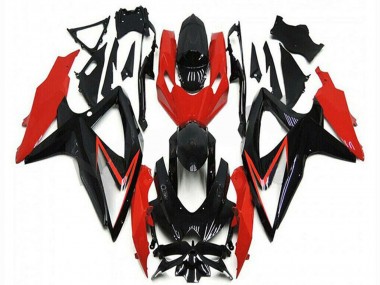 2008-2010 Suzuki GSXR 600/750 Motorcycle Fairings - Red Glossy Black Stripe UK Manufacturers