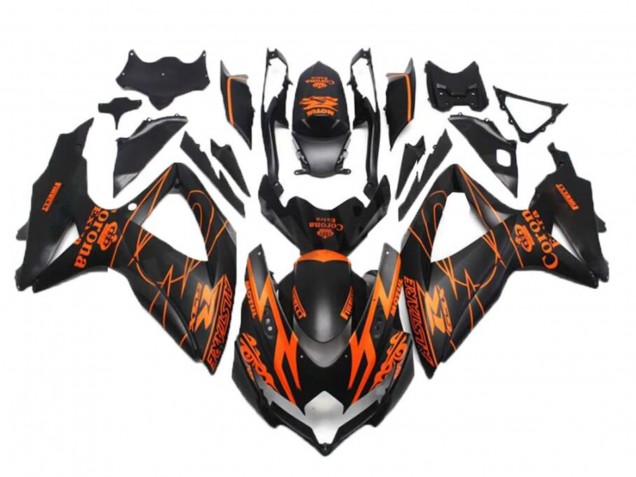 2008-2010 Suzuki GSXR 600/750 Motorcycle Fairings - Matte Black Orange Alstare Corona Motul UK Manufacturers