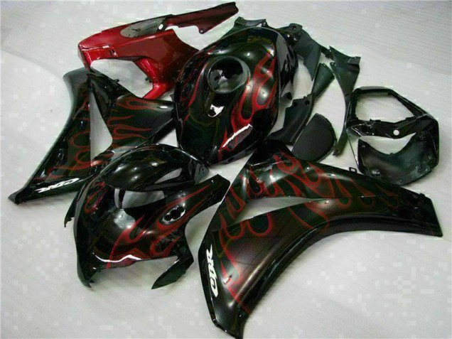 2008-2011 Honda CBR1000RR Motorcycle Fairing Kits - Glossy Black Red Flame UK Manufacturers