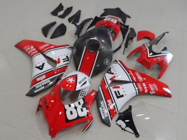 2008-2011 Honda CBR1000RR Motorcycle Fairings - White Red Matte Black Dunlop Fiamm 88 UK Manufacturers