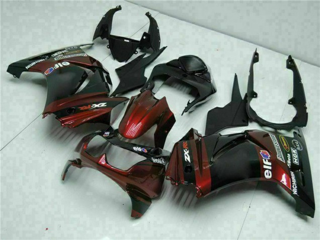 2008-2012 Kawasaki EX250 Motorcycle Fairings - Glossy Black Maroon Red UK Manufacturers