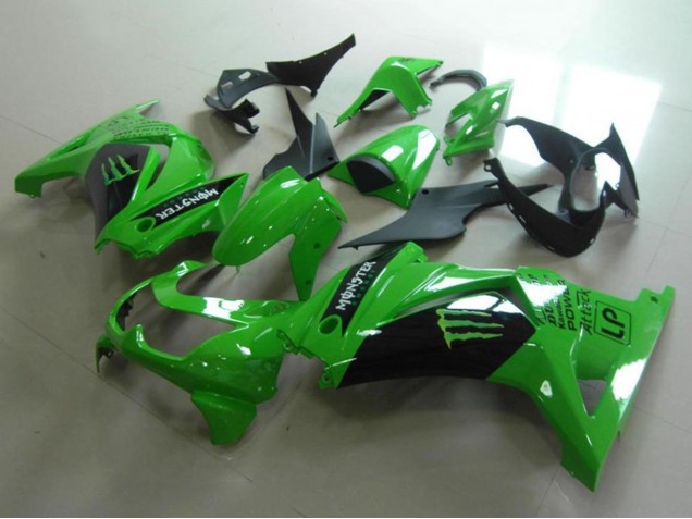 2008-2012 Kawasaki ZX250R Motorcycle Fairings - Green Glossy Black Monster UK Manufacturers