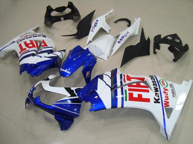 2008-2012 Kawasaki ZX250R Motorcycle Fairings - White Blue Red Fiat UK Manufacturers