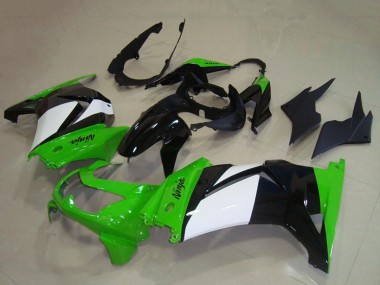 2008-2012 Kawasaki ZX250R Motorcycle Fairings - Green White Glossy Black UK Manufacturers