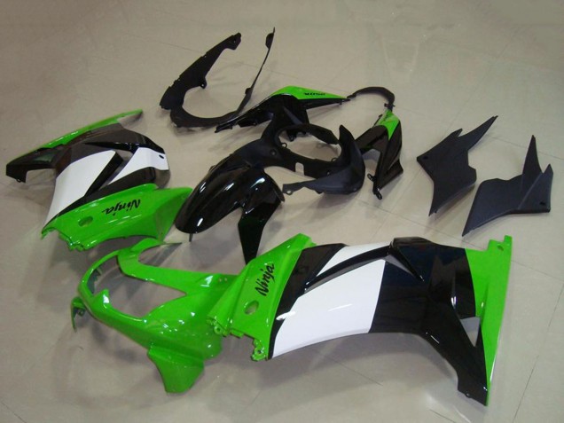 2008-2012 Kawasaki ZX250R Motorcycle Fairings - Green White Glossy Black UK Manufacturers