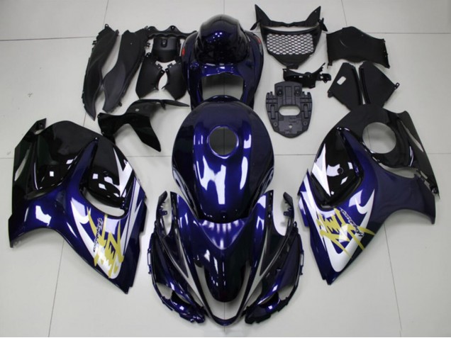 2008-2020 Suzuki GSXR 1300 Hayabusa Motorcycle Fairings - Dark Blue White Gold UK Manufacturers