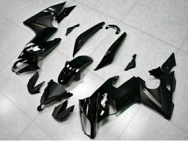 2009-2011 Kawasaki EX650 Motorcycle Fairings - Glossy Black White Decal UK Manufacturers