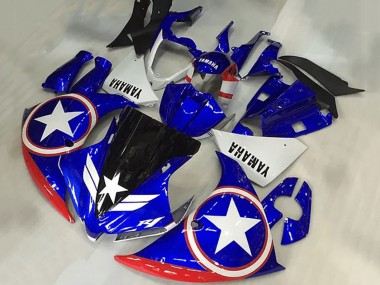 2009-2011 Yamaha YZF R1 Motorcycle Fairings - Blue White Red Black Star Captain America UK Manufacturers