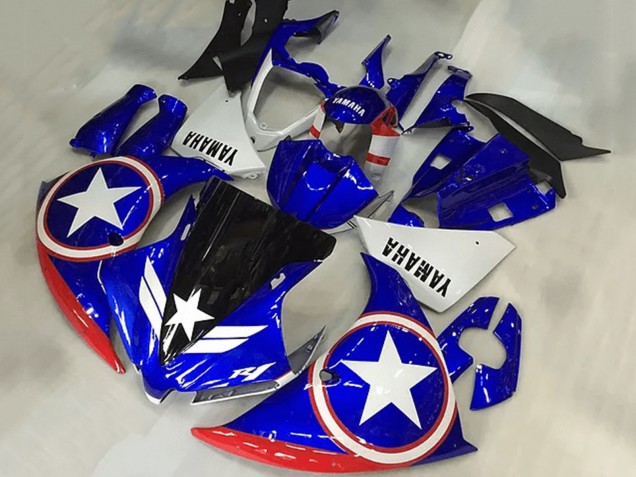 2009-2011 Yamaha YZF R1 Motorcycle Fairings - Blue White Red Black Star Captain America UK Manufacturers