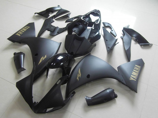 2009-2011 Yamaha YZF R1 Motorcycle Fairings - Glossy Black Matte Black Gold Decals UK Manufacturers