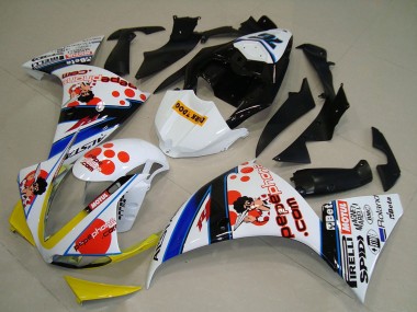 2009-2011 Yamaha YZF R1 Motorcycle Fairings - White Red Yellow Black Pepe Phone Dark Dog UK Manufacturers