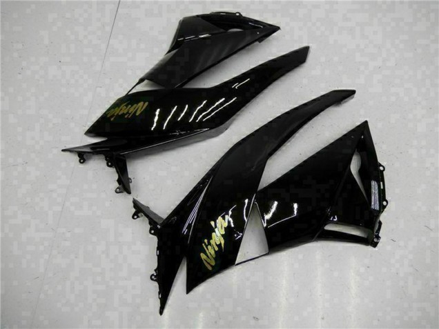 2009-2012 Kawasaki ZX6R Motorcycle Fairings - Glossy Black Gold Ninja UK Manufacturers