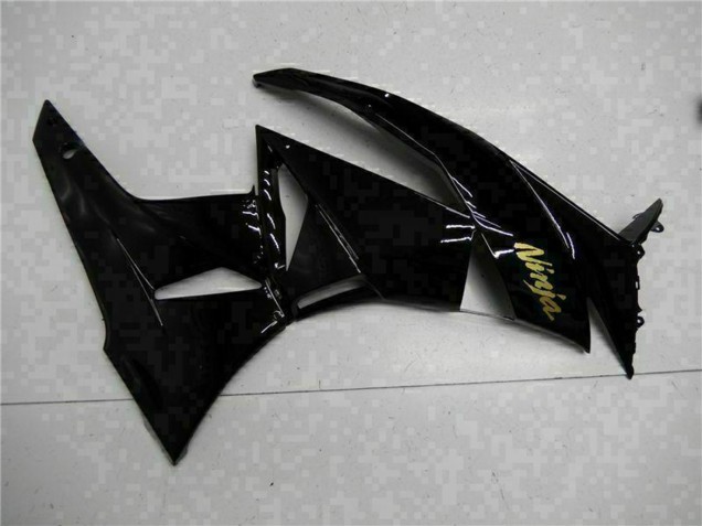 2009-2012 Kawasaki ZX6R Motorcycle Fairings - Glossy Black Gold Ninja UK Manufacturers