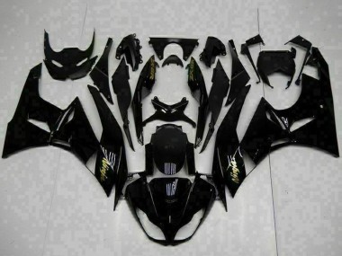 2009-2012 Kawasaki ZX6R Motorcycle Fairings - Glossy Black Gold Ninja UK Manufacturers