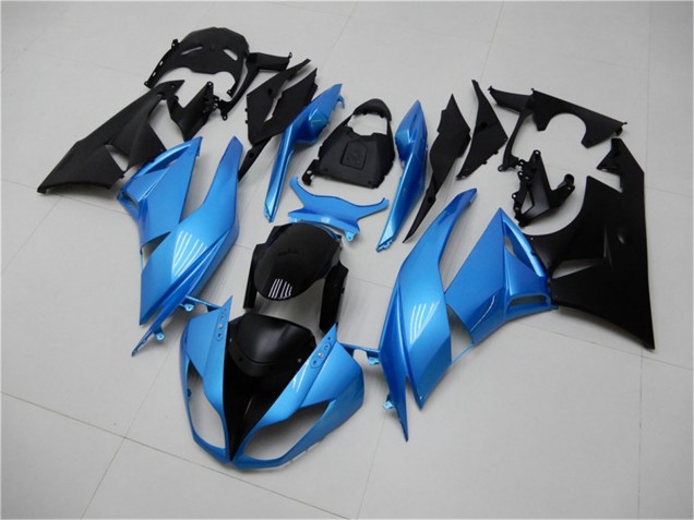 2009-2012 Kawasaki ZX6R Motorcycle Fairings - Light Blue Glossy Black UK Manufacturers