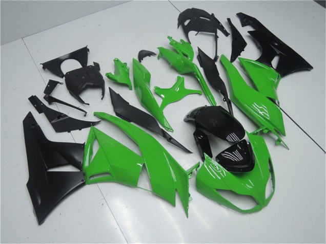 2009-2012 Kawasaki ZX6R Motorcycle Fairing Kits - Green Glossy Black UK Manufacturers