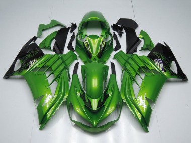 2012-2024 Kawasaki ZX14R ZZR1400 Motorcycle Fairings - Green Glossy Black Flame White Ninja UK Manufacturers