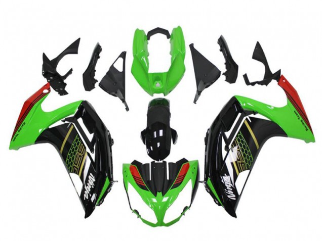 2012-2016 Kawasaki EX650 Motorcycle Fairings - Green Glossy Black Red Honeycomb UK Manufacturers
