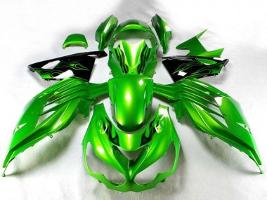 2012-2024 Kawasaki ZX14R ZZR1400 Motorcycle Fairing - Green Glossy Black UK Manufacturers
