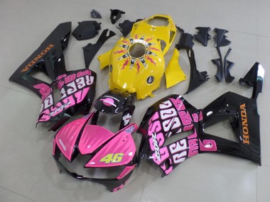 2013-2023 Honda CBR600RR Motorcycle Fairings - Yellow Pink Glossy Black Rossi 46 UK Manufacturers