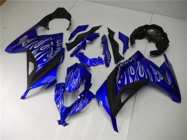 2013-2024 Kawasaki Ninja 300 EX300R Motorcycle Fairings - Blue Black White Flame UK Manufacturers