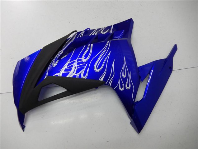 2013-2024 Kawasaki Ninja 300 EX300R Motorcycle Fairings - Blue Black White Flame UK Manufacturers