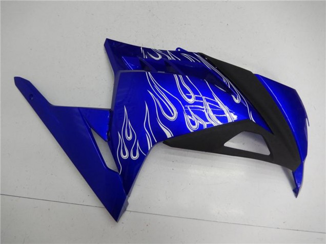 2013-2024 Kawasaki Ninja 300 EX300R Motorcycle Fairings - Blue Black White Flame UK Manufacturers