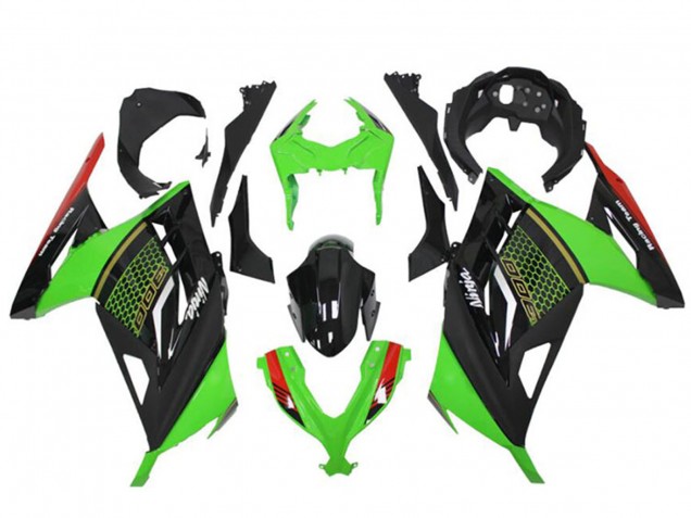 2013-2024 Kawasaki Ninja 300 EX300R Motorcycle Fairings - Green Red Black Honeycomb UK Manufacturers